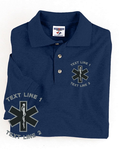 Star of Life Black & Gray Polo Embroidered #103 (image for) Star of Life Black & Gray Polo Embroidered #103